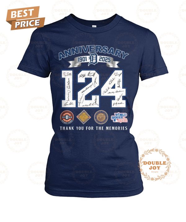 Detroit Tigers 124th Anniversary 1901-2025 Thank You For The Memories T-Shirt