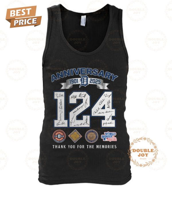 Detroit Tigers 124th Anniversary 1901-2025 Thank You For The Memories T-Shirt