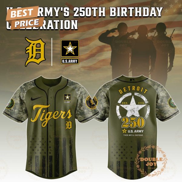 Detroit Tigers U.S. Army’s 250th Limited Edition Baseball Jersey