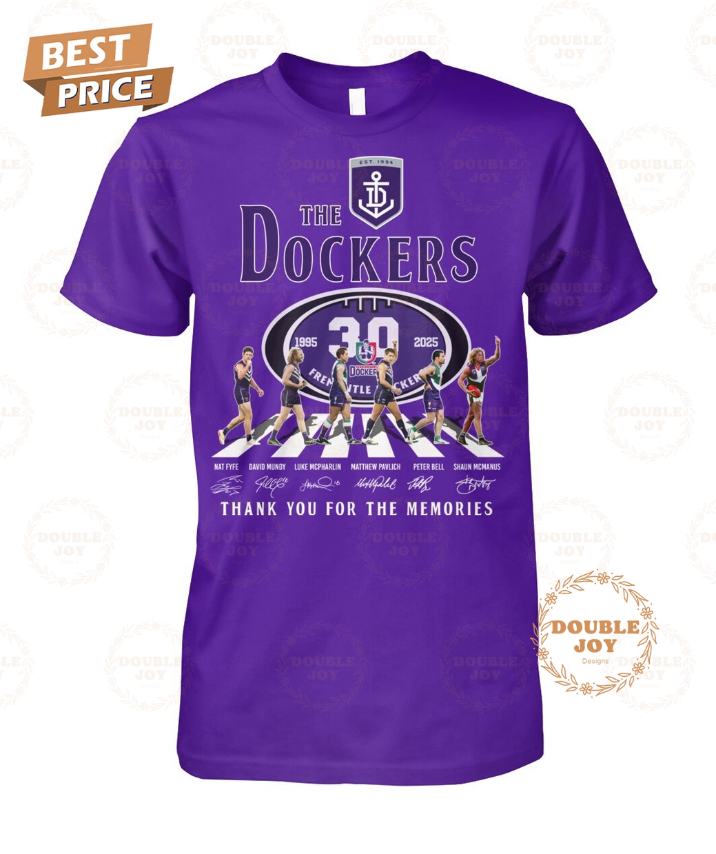 Fremantle Dockers 30th 1995-2025 Thank You For The Memories T-Shirt Fremantle Dockers 30th 1995-2025 Thank You For The Memories T-Shirt