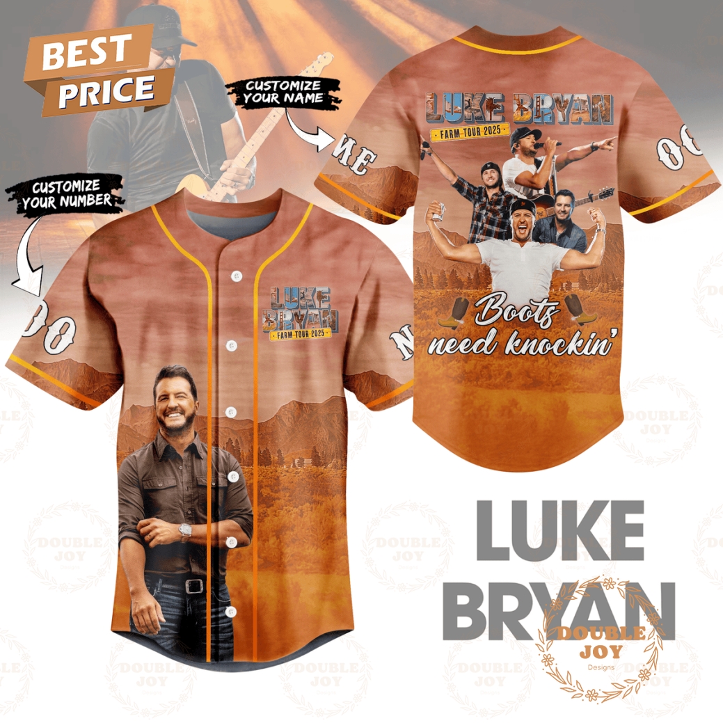 Luke Bryan Farm Tour 2025 Boots Need Knockin' Custom Name Limited Edition Baseball Jersey Luke Bryan Farm Tour 2025 Boots Need Knockin' Custom Name Limited Edition Baseball Jersey