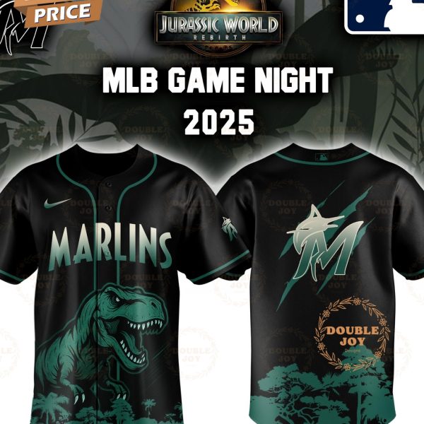 Miami Marlins Jurassic World Rebirth Game Night 2025 Special Edition Baseball Jersey