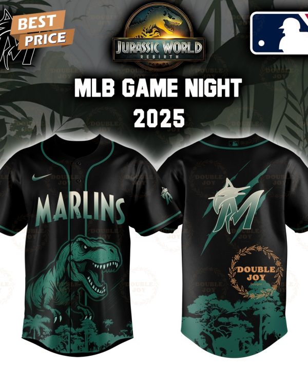 Miami Marlins Jurassic World Rebirth Game Night 2025 Special Edition Baseball Jersey