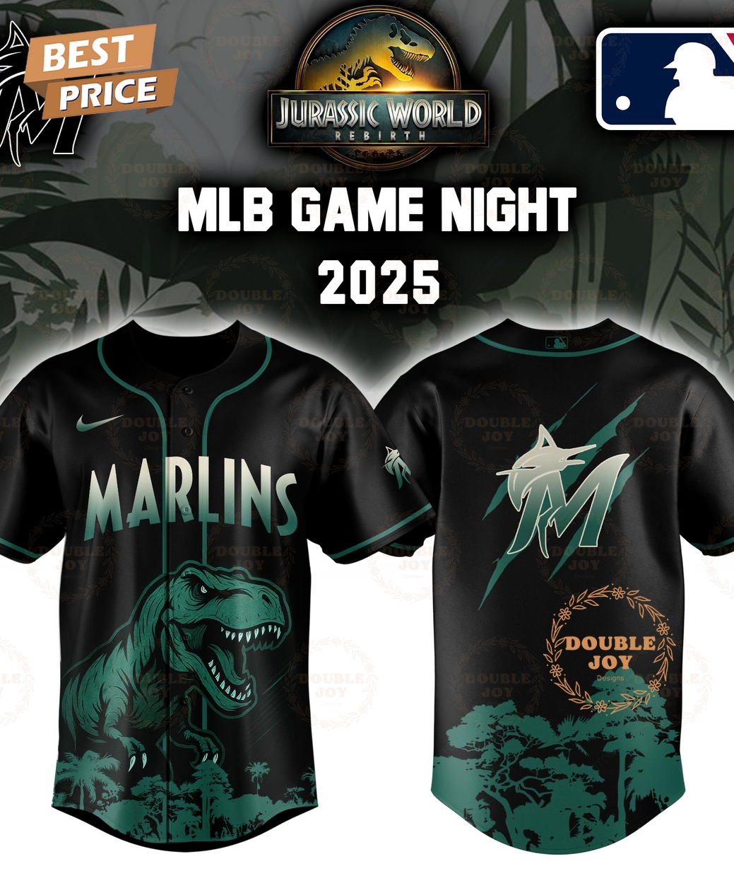 Miami Marlins Jurassic World Rebirth Game Night 2025 Special Edition Baseball Jersey Miami Marlins Jurassic World Rebirth Game Night 2025 Special Edition Baseball Jersey