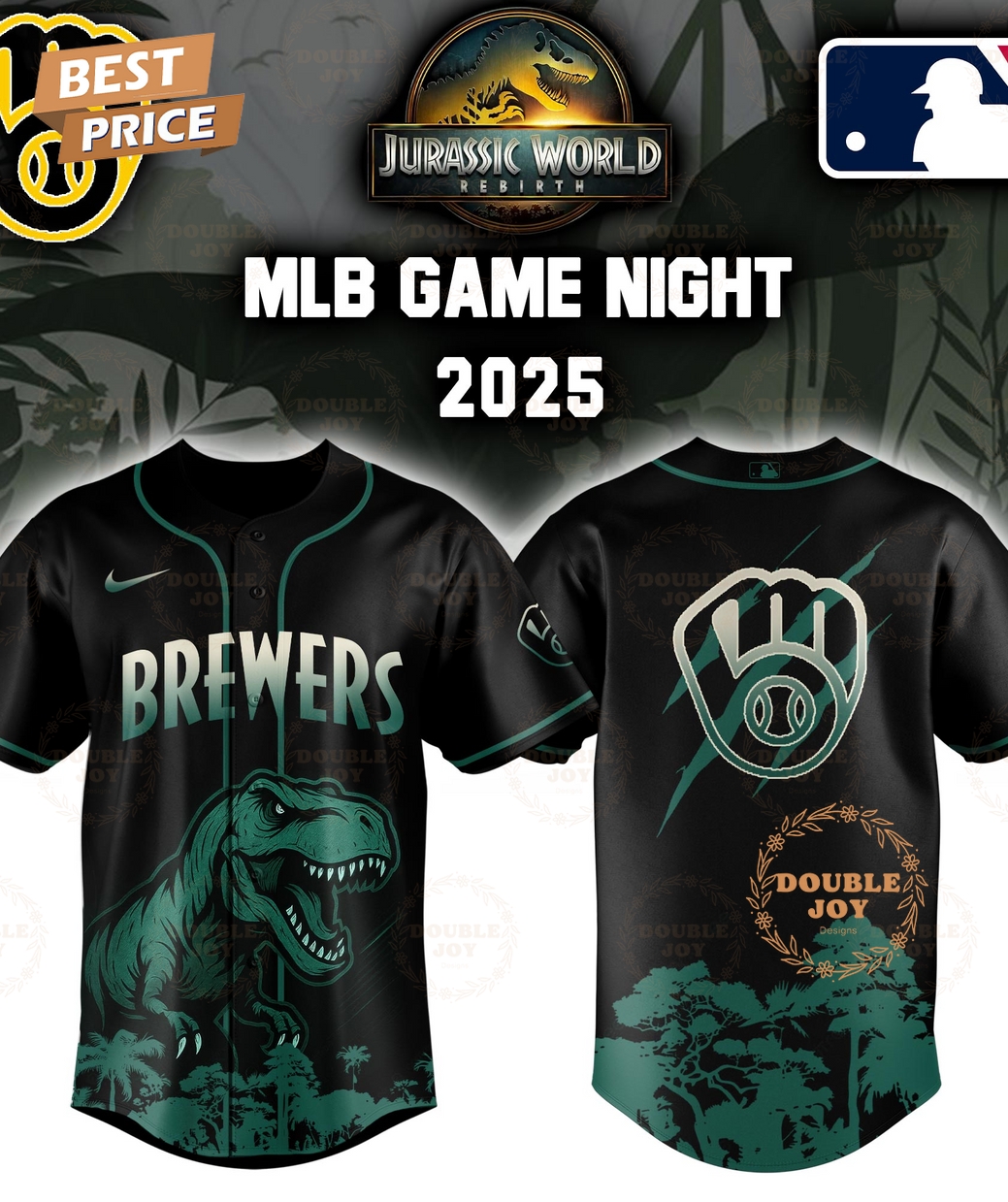 Milwaukee Brewers Jurassic World Rebirth Game Night 2025 Special Edition Baseball Jersey Milwaukee Brewers Jurassic World Rebirth Game Night 2025 Special Edition Baseball Jersey
