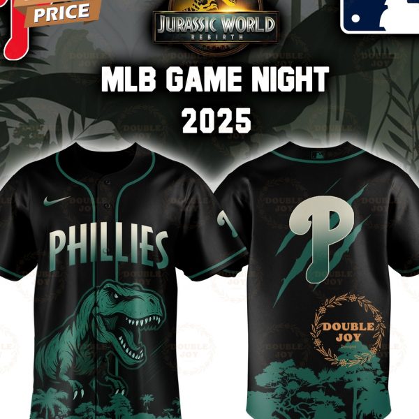 Philadelphia Phillies Jurassic World Rebirth Game Night 2025 Special Edition Baseball Jersey