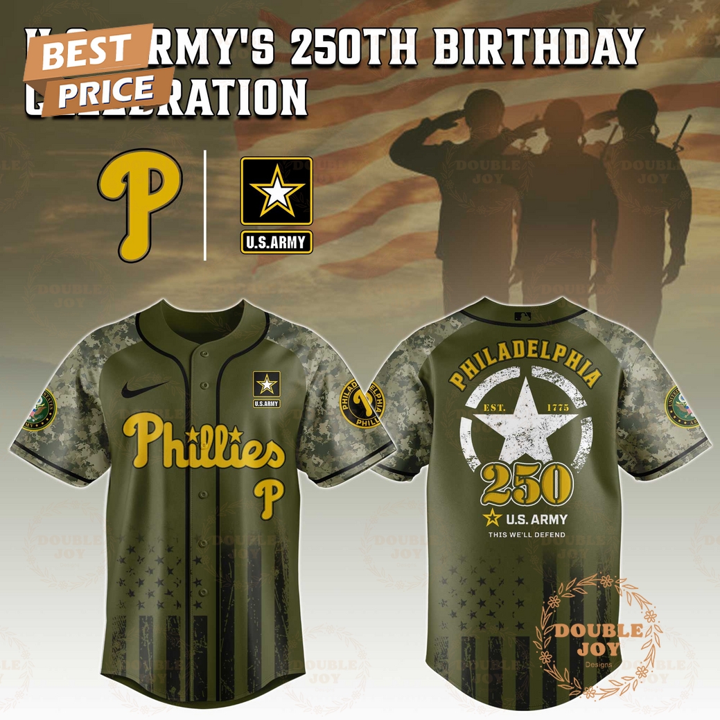 Philadelphia Phillies U.S. Army's 250th Limited Edition Baseball Jersey Philadelphia Phillies U.S. Army's 250th Limited Edition Baseball Jersey