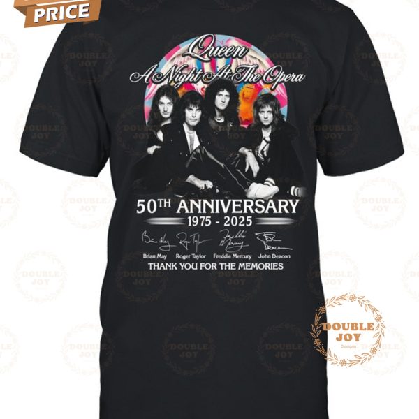 Queen A Night At The Opera 50th Anniversary 1975-2025 Thank You For The Memories 2D T-Shirt