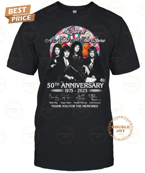 Queen A Night At The Opera 50th Anniversary 1975-2025 Thank You For The Memories 2D T-Shirt