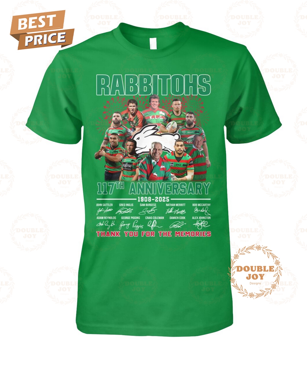 South Sydney Rabbitohs 117th Anniversary 1908-2025 Thank You For The Memories T-Shirt South Sydney Rabbitohs 117th Anniversary 1908-2025 Thank You For The Memories T-Shirt