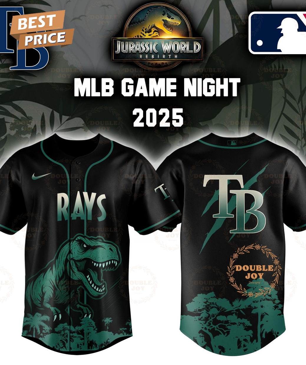 Tampa Bay Rays Jurassic World Rebirth Game Night 2025 Special Edition Baseball Jersey Tampa Bay Rays Jurassic World Rebirth Game Night 2025 Special Edition Baseball Jersey