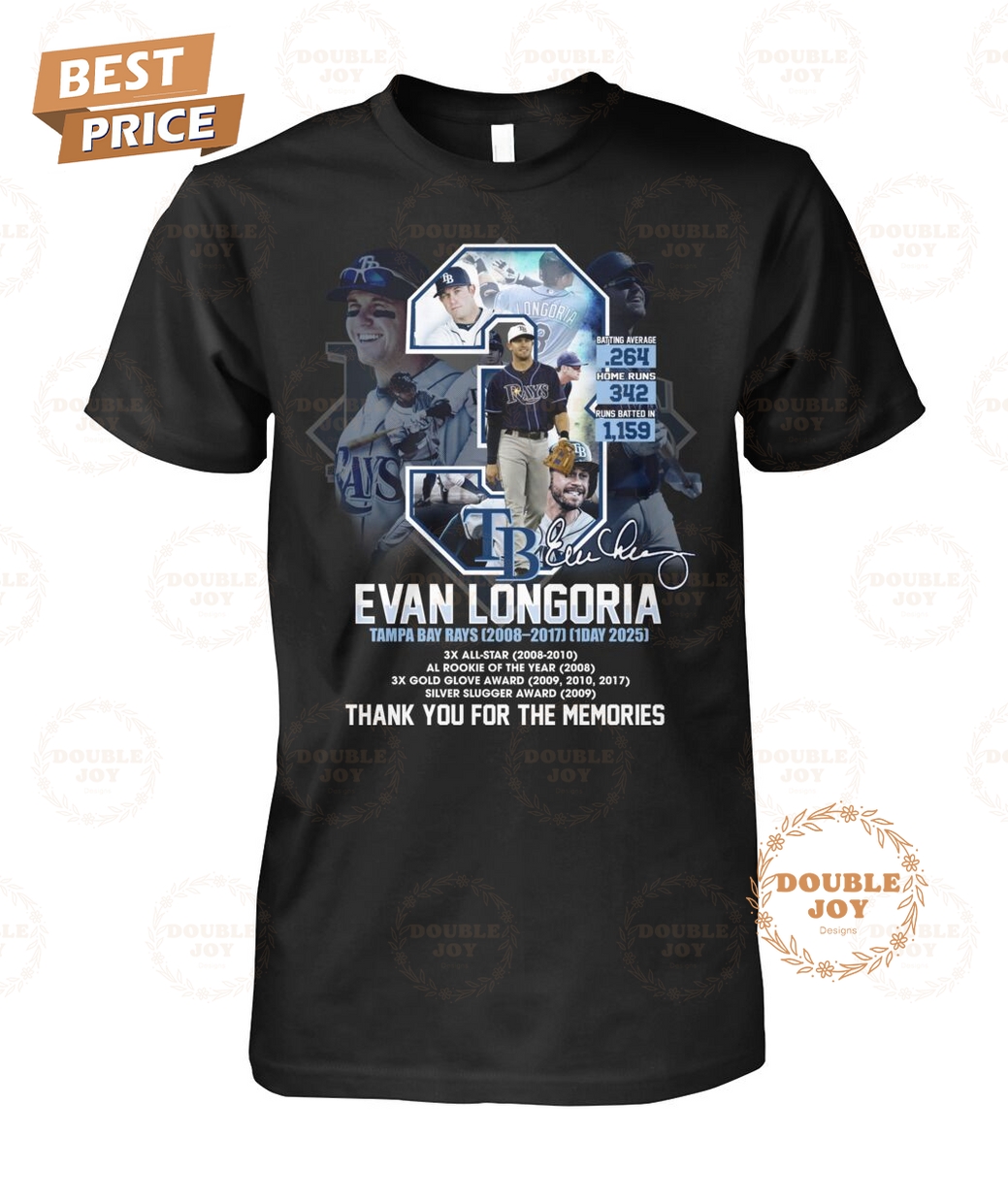 Tampa Bay Rays x Evan Longoria Thank You For The Memories Limited Edition T-Shirt Tampa Bay Rays x Evan Longoria Thank You For The Memories Limited Edition T-Shirt