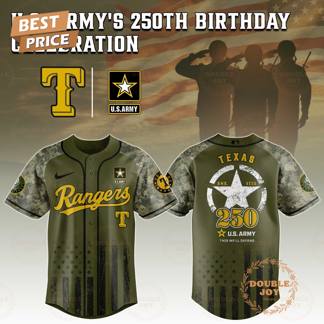 Texas Rangers U.S. Army's 250th Limited Edition Baseball Jersey Texas Rangers U.S. Army's 250th Limited Edition Baseball Jersey