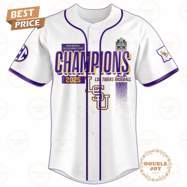 Champions NCAA Baseball College World Series 2025 LSU Tigers Baseball Jersey
