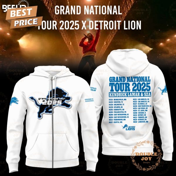 Detroit Lions Grand National Tour 2025 Limited Edition Hoodie – White