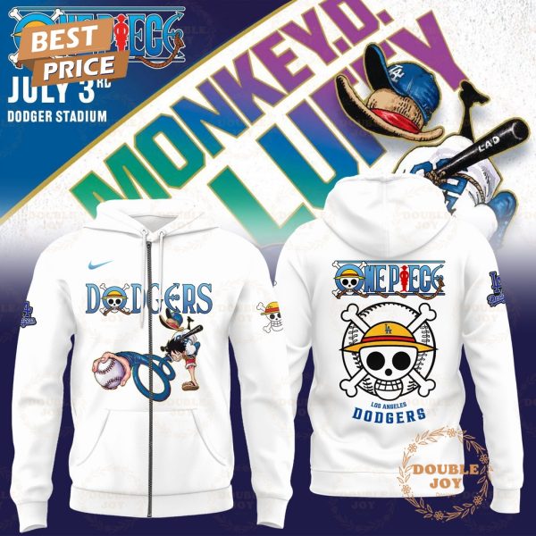 Los Angeles Dodgers 2025 One Piece Luffy Limited Edition Hoodie – White