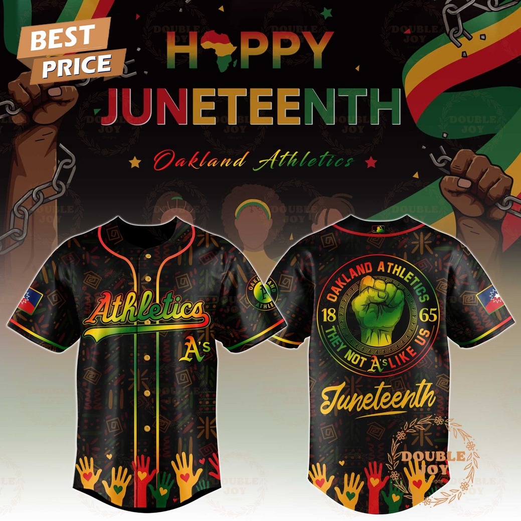 Athletics Happy Juneteenth They Not Like Us Limited Edition Baseball Jersey Athletics Happy Juneteenth They Not Like Us Limited Edition Baseball Jersey
