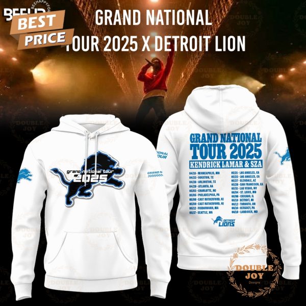 Detroit Lions Grand National Tour 2025 Limited Edition Hoodie – White