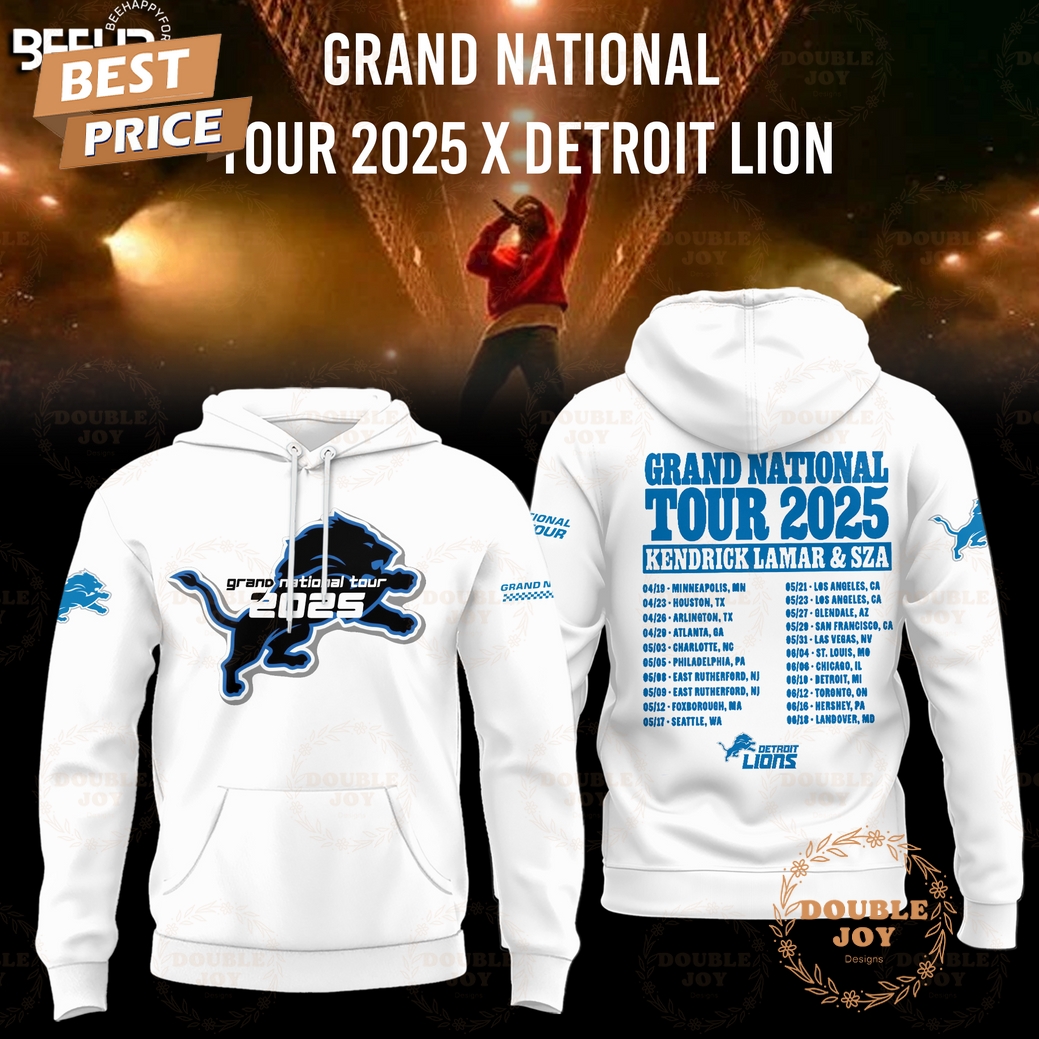 Detroit Lions Grand National Tour 2025 Limited Edition Hoodie - White Detroit Lions Grand National Tour 2025 Limited Edition Hoodie - White