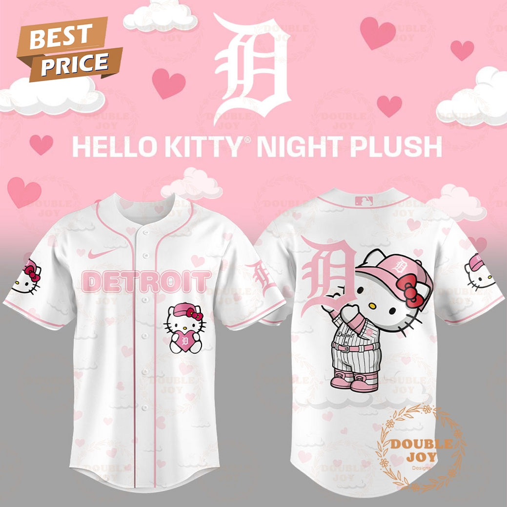 Detroit Tigers Hello Kitty Night Plush 2025 Special Edition Baseball Jersey Detroit Tigers Hello Kitty Night Plush 2025 Special Edition Baseball Jersey