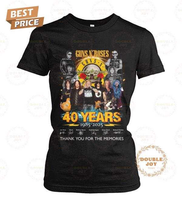 Guns N’ Roses 40 Years 1985-2025 Thank You For The Memories Limited Edition T-Shirt