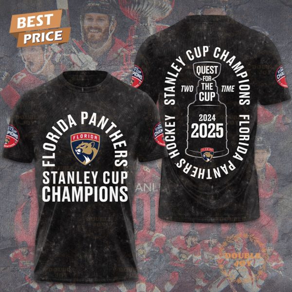Florida Panthers Hockey 2024-2025 Stanley Cup Champions Two Time Quest For The Cup Special Edition T-Shirt, Hoodie