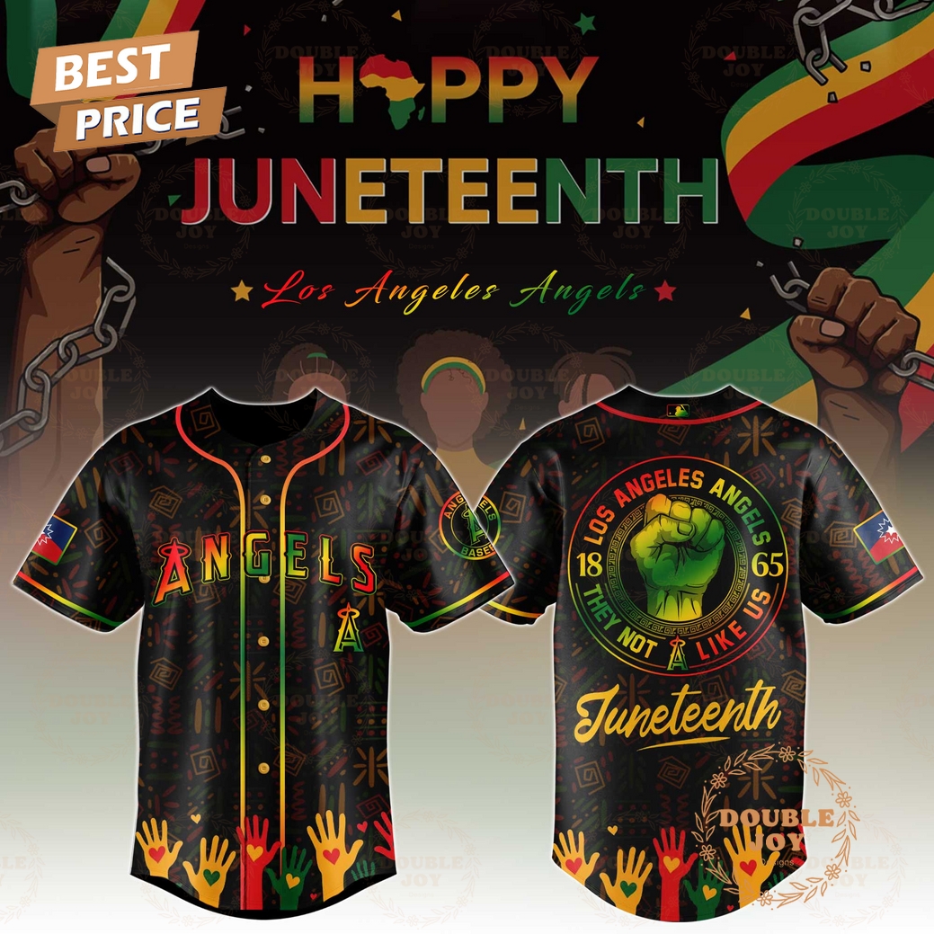 Los Angeles Angels Happy Juneteenth They Not Like Us Limited Edition Baseball Jersey Los Angeles Angels Happy Juneteenth They Not Like Us Limited Edition Baseball Jersey