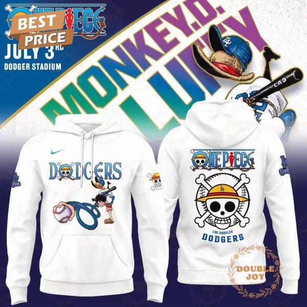 Los Angeles Dodgers 2025 One Piece Luffy Limited Edition Hoodie – White