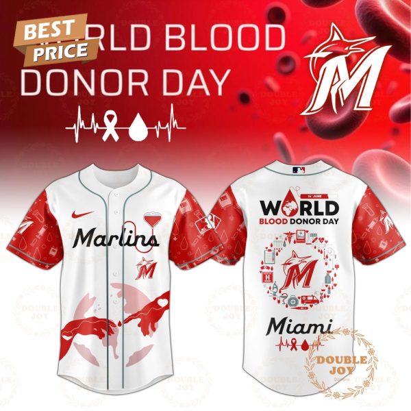 Miami Marlins World Blood Donor Day 2025 Special Edition Baseball Jersey