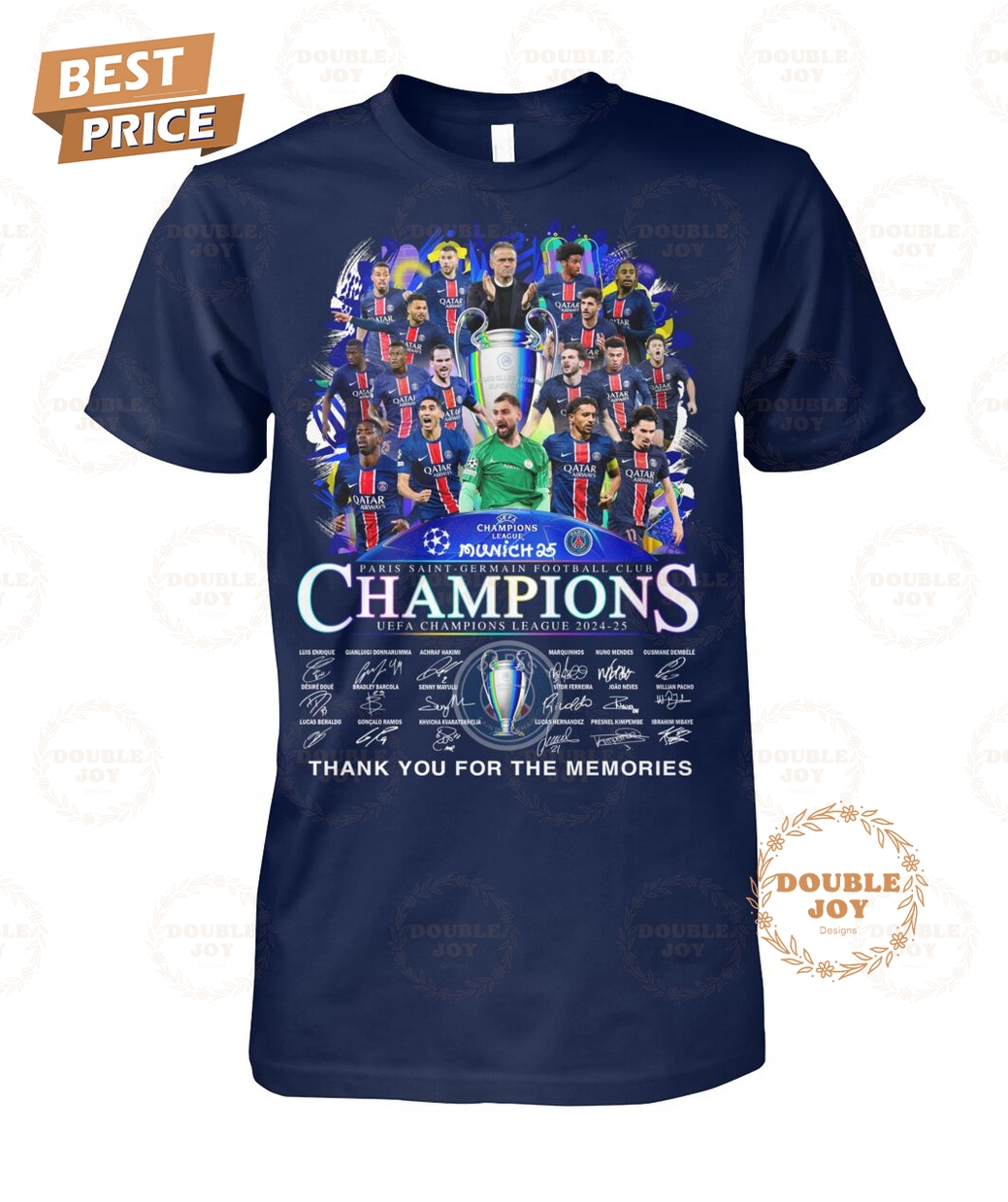 Munich 25 Final Paris Saint-Germain FC UEFA Champions League 2024-25 Thank You For The Memories T-Shirt Munich 25 Final Paris Saint-Germain FC UEFA Champions League 2024-25 Thank You For The Memories T-Shirt