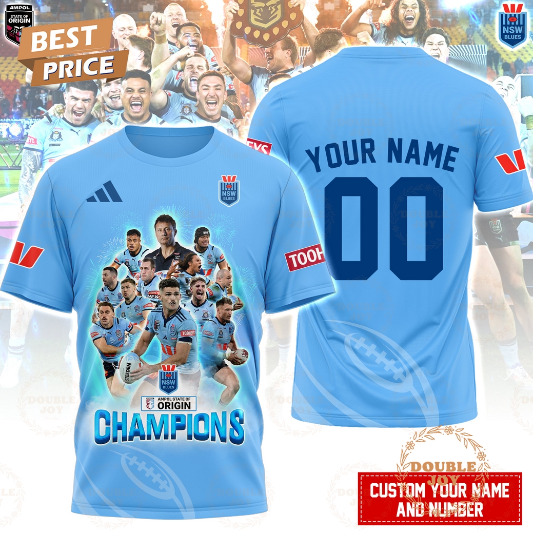 New South Wales Blues Ampol State Of Origin Champions 2025 Custom Name Limited Edition T-Shirt, Hoodie New South Wales Blues Ampol State Of Origin Champions 2025 Custom Name Limited Edition T-Shirt, Hoodie