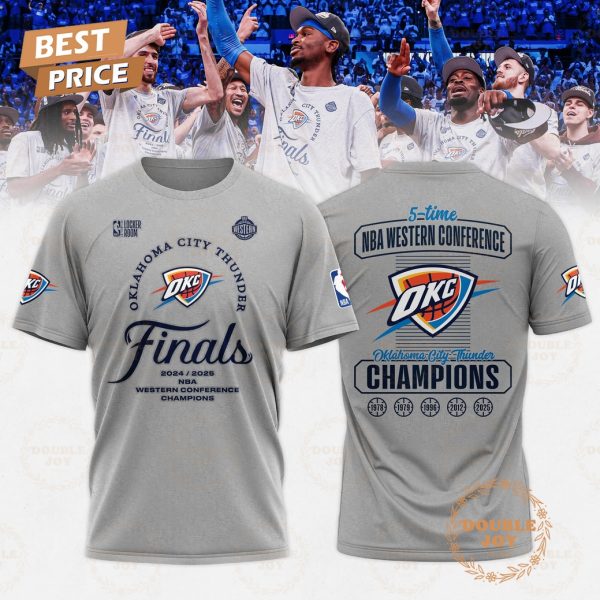 Oklahoma City Thunder 2025 5-Time Finals NBA Western Conference Champions Limited Edition T-Shirt, Hoodie
