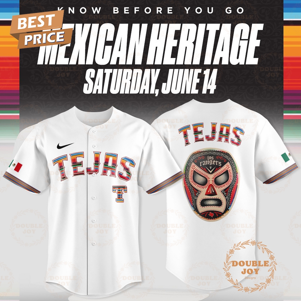 Texas Rangers Know Before You Go Mexican Heritage Limited Edition Baseball Jersey - White Texas Rangers Know Before You Go Mexican Heritage Limited Edition Baseball Jersey - White