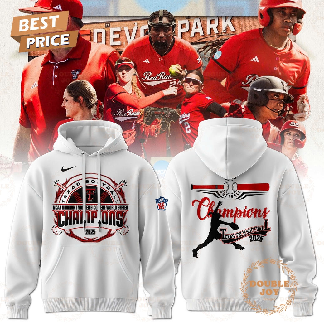 Texas Tech Red Raiders NCAA Division I Women's College World Series Champions 2025 Hoodie - White Texas Tech Red Raiders NCAA Division I Women's College World Series Champions 2025 Hoodie - White