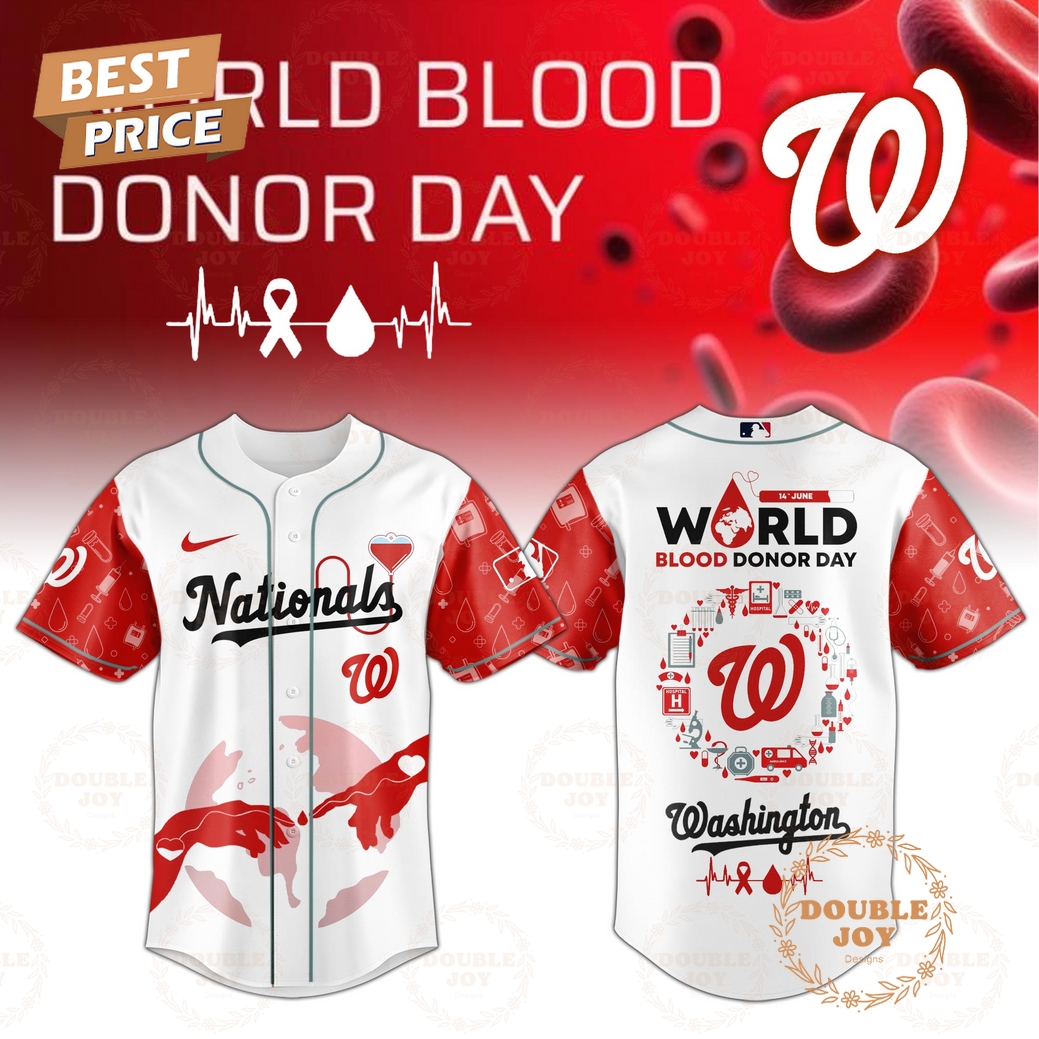 Washington Nationals World Blood Donor Day 2025 Special Edition Baseball Jersey Washington Nationals World Blood Donor Day 2025 Special Edition Baseball Jersey