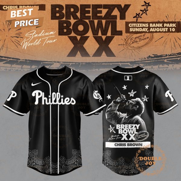 2025 Philadelphia Phillies Breezy Bowl XX Chris Brown Limited Edition Baseball Jersey