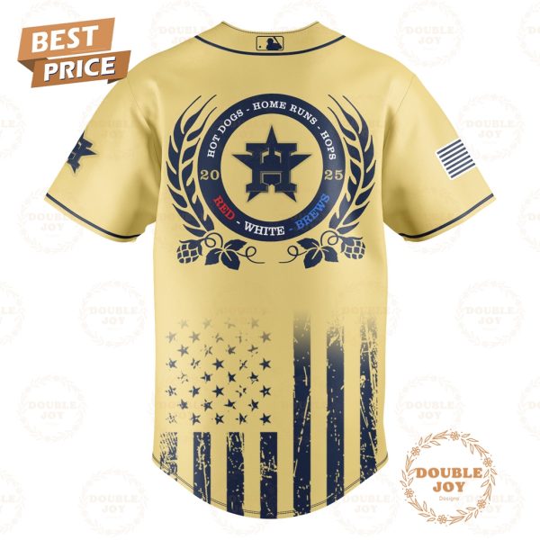 Houston Astros International Beer Day “Hot Dogs-Home Runs-Hops” 2025 Red-White-Brews Limited Edition Baseball Jersey