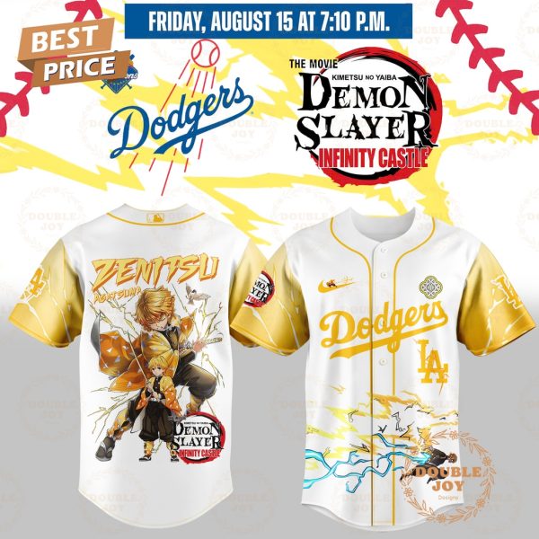 Los Angeles Dodgers x The Movie Demon Slayer Zenitsu Baseball Jersey