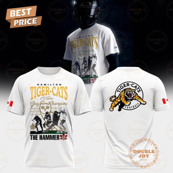 Hamilton Tiger-Cats 15 Time Grey Cup Champions Limited Edition T-Shirt, Hoodie – White