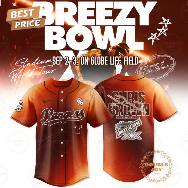 Texas Rangers x Chris Brown Breezy Bowl XX Tour 2025 Special Edition Baseball Jersey
