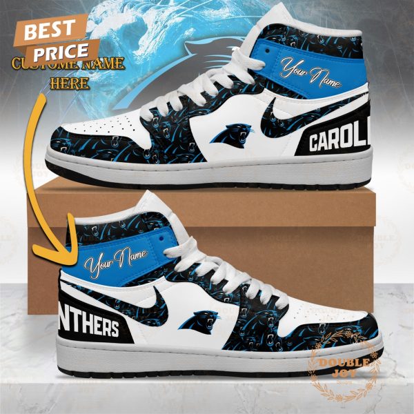 Carolina Panthers 2025 New Design Custom Name Air Jordan 1 High Top Shoes