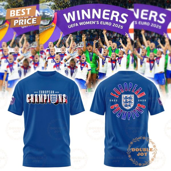 England Lionesses Winners UEFA Women’s EURO 2022-2025 Blue T-Shirt, Hoodie