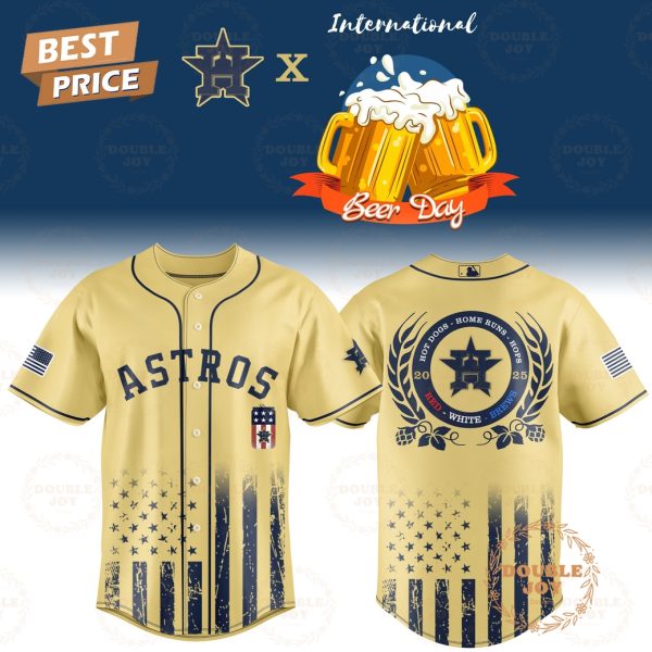 Houston Astros International Beer Day “Hot Dogs-Home Runs-Hops” 2025 Red-White-Brews Limited Edition Baseball Jersey