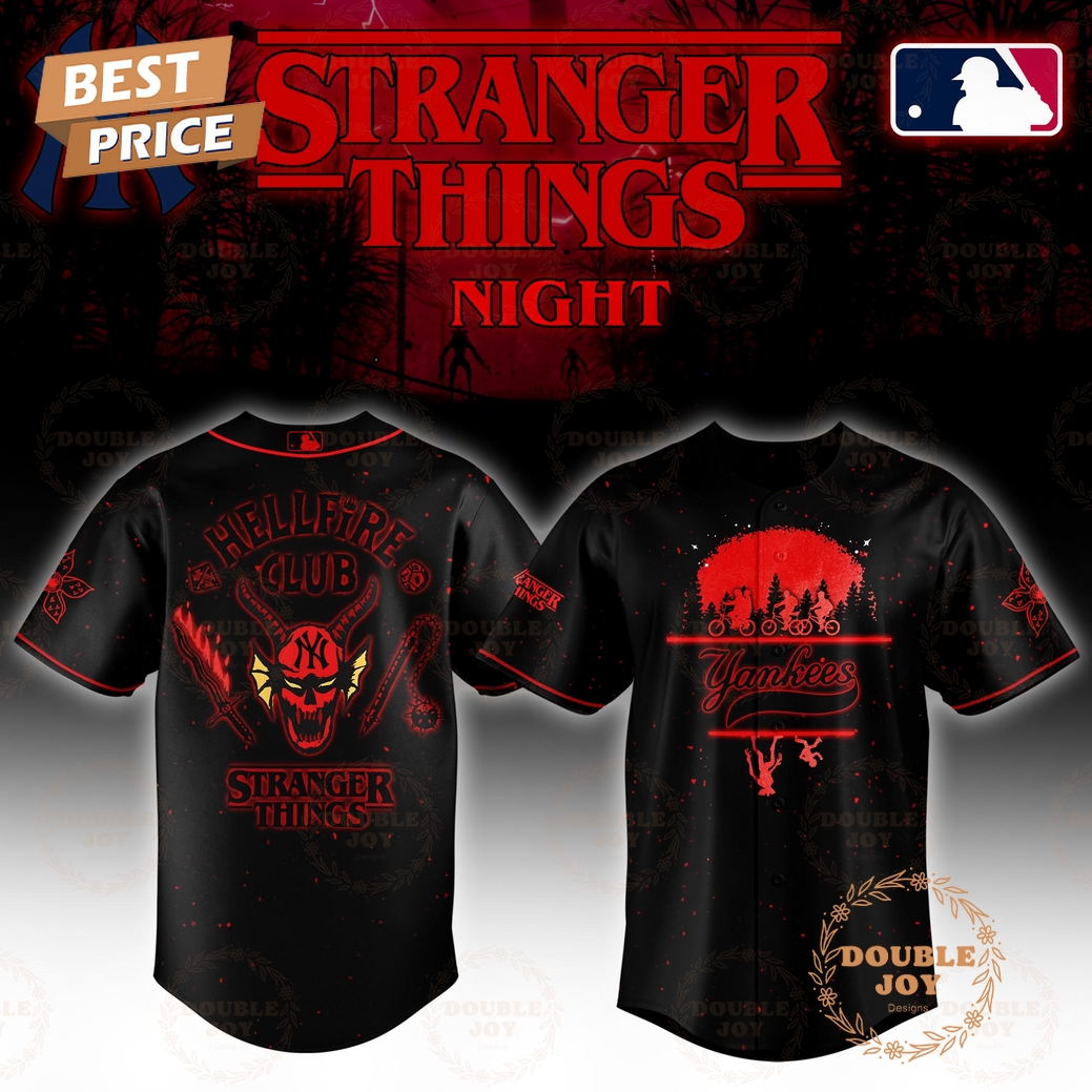 New York Yankees Stranger Things Night Hell Fire Club Limited Edition Baseball Jersey New York Yankees Stranger Things Night Hell Fire Club Limited Edition Baseball Jersey