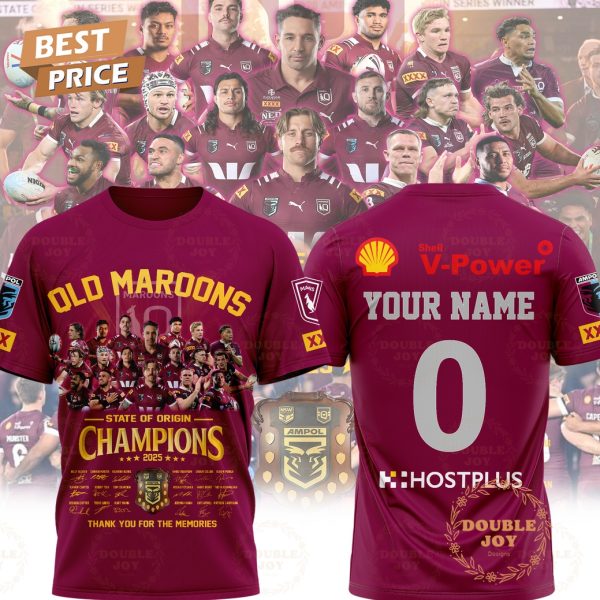 Old Queensland Maroons State Of Origin Champions 2025 Thank You For The Memories Custom Name T-Shirt, Hoodie