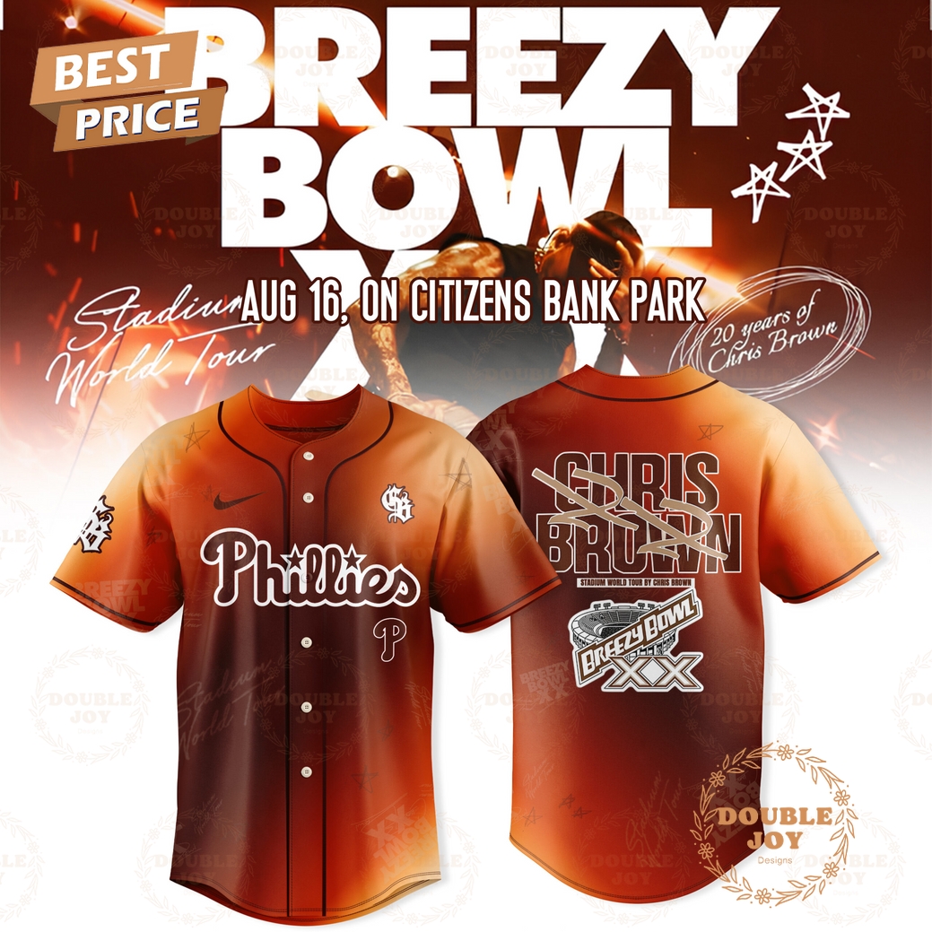 Philadelphia Phillies x Chris Brown Breezy Bowl XX Tour 2025 Special Edition Baseball Jersey Philadelphia Phillies x Chris Brown Breezy Bowl XX Tour 2025 Special Edition Baseball Jersey
