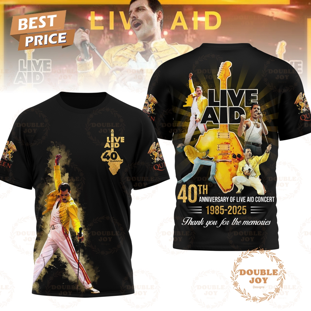 Queen 40th Anniversary Of Live Aid Concert 1985-2025 Thank You For The Memories T-Shirt, Hoodie Queen 40th Anniversary Of Live Aid Concert 1985-2025 Thank You For The Memories T-Shirt, Hoodie