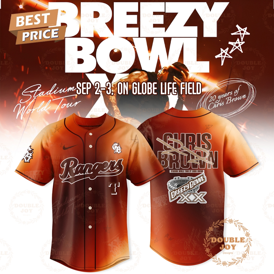 Texas Rangers x Chris Brown Breezy Bowl XX Tour 2025 Special Edition Baseball Jersey Texas Rangers x Chris Brown Breezy Bowl XX Tour 2025 Special Edition Baseball Jersey