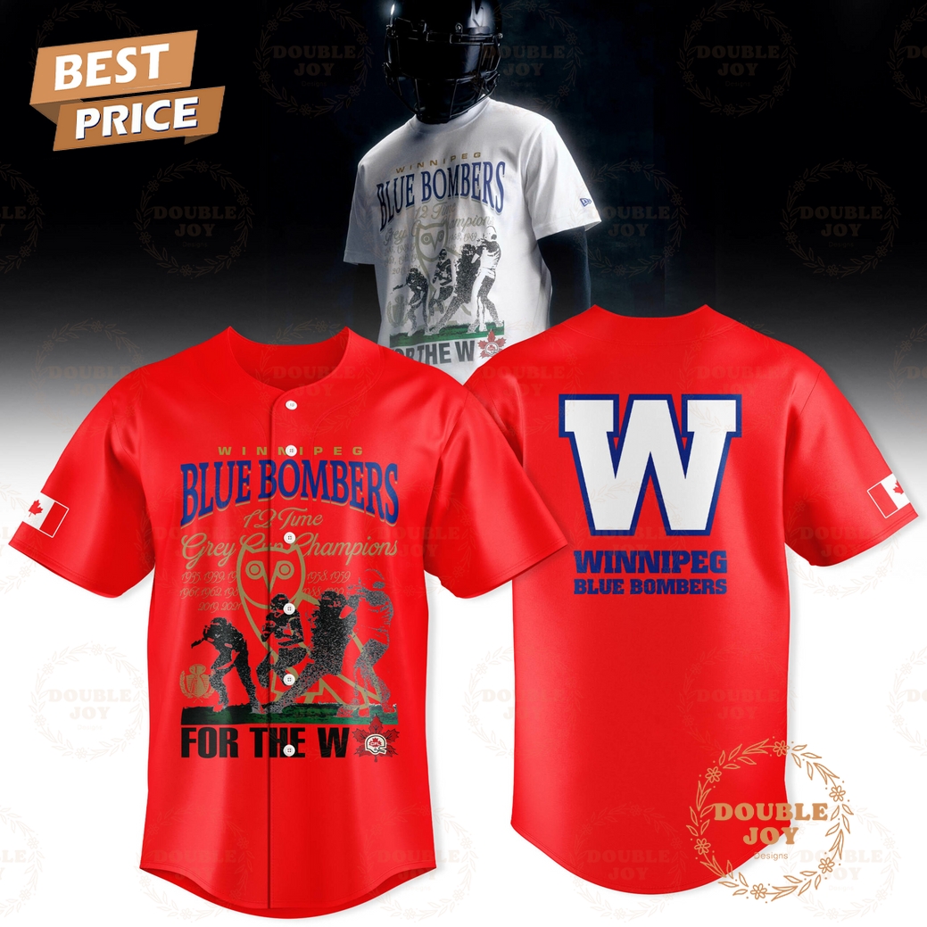 Winnipeg Blue Bombers 12 Time Grey Cup Champions Limited Edition Baseball Jersey - Red Winnipeg Blue Bombers 12 Time Grey Cup Champions Limited Edition Baseball Jersey - Red