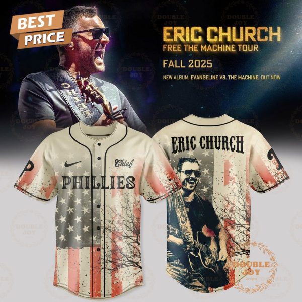Philadelphia Phillies x Eric Church Tour 2025 Free the Machine Baseball Jersey